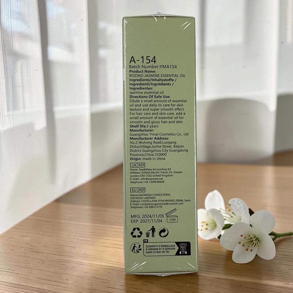 Rozino Jasmine 100% Essential Oil Premium Grade 100ml 3.4oz Moisturizing